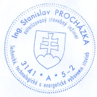 Pečiatka autorizovaného stavebného inžiniera Ing. Stanislav Procházka, reg. č. 3141*A*5-2